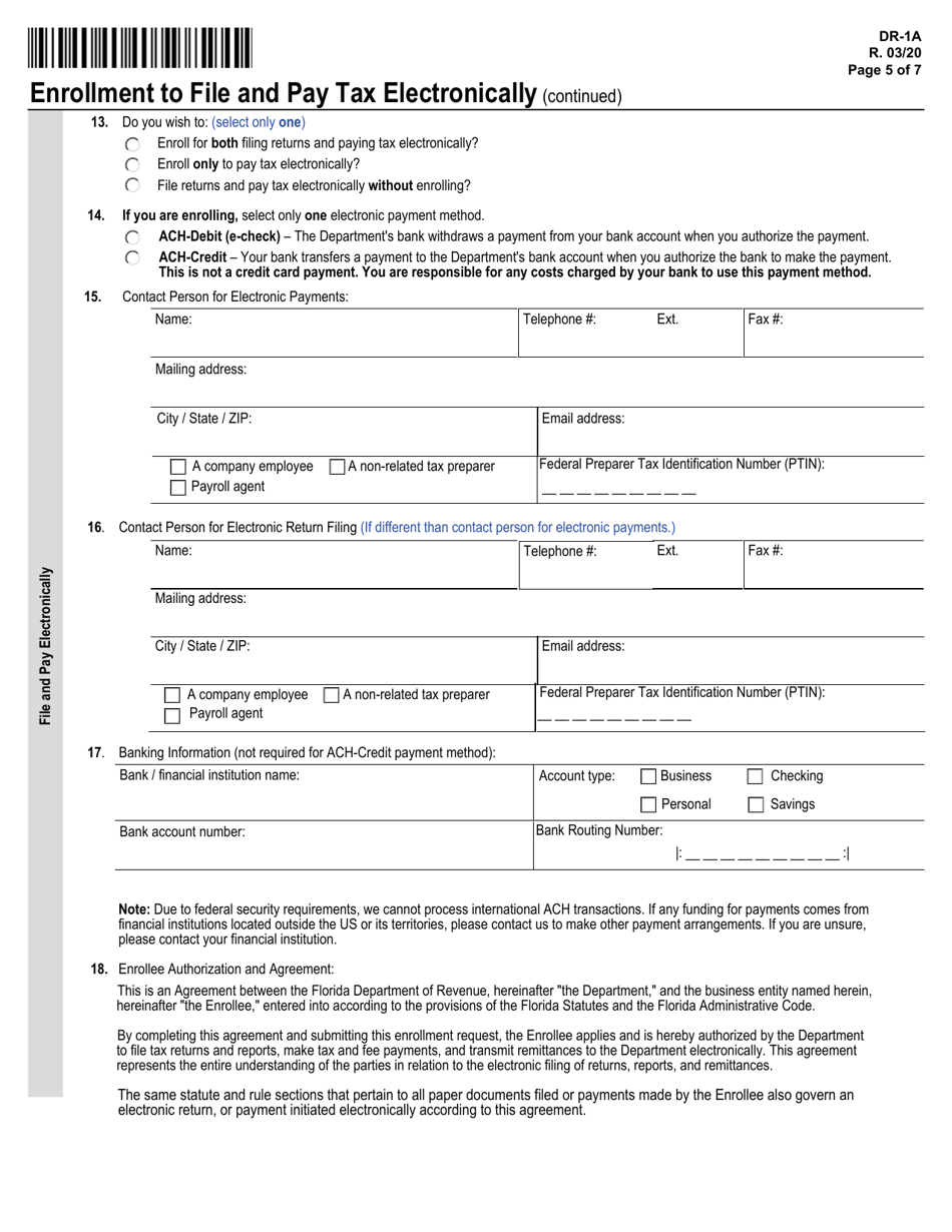 Form DR-1A Application for Registered Businesses to Add a New Florida Location - Florida, Page 5