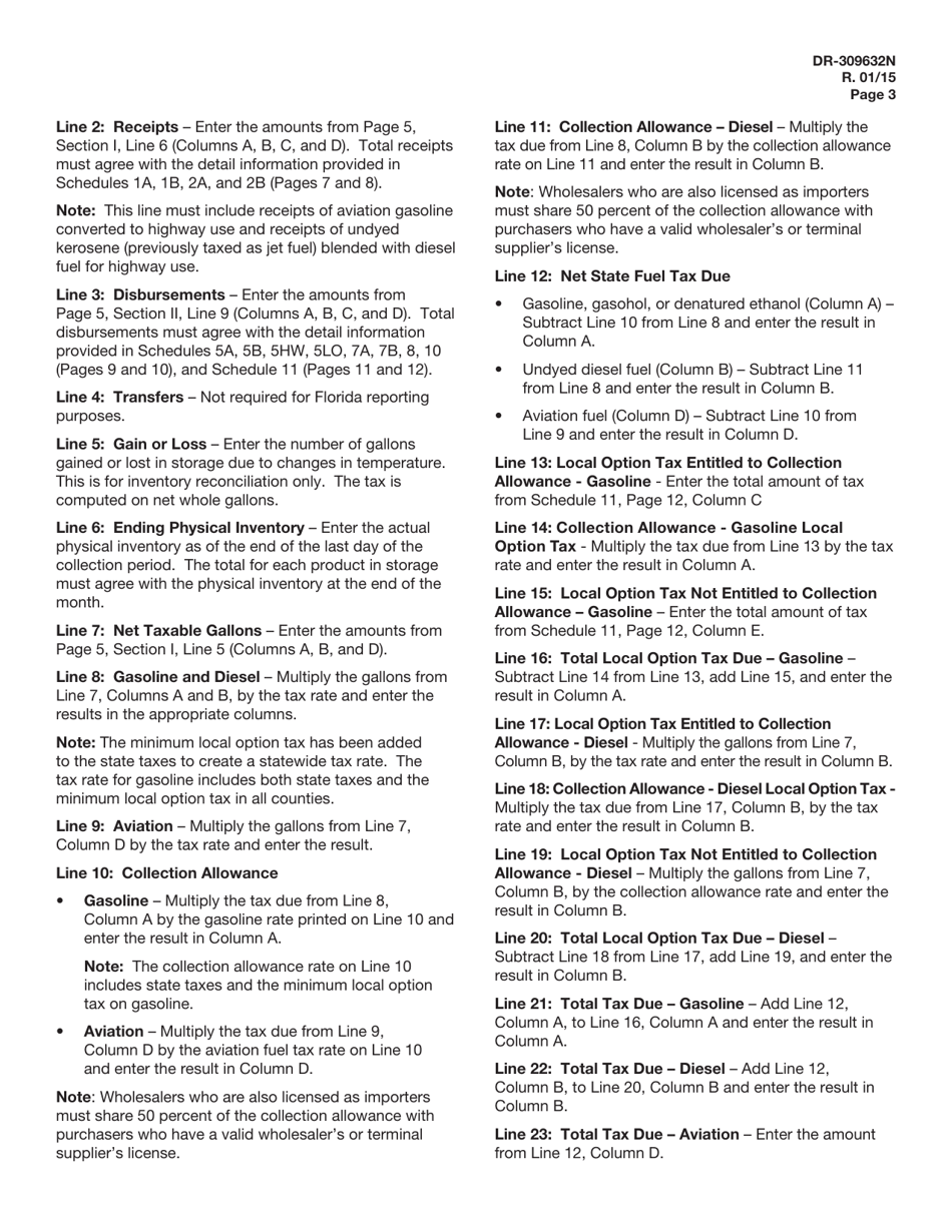Instructions for Form DR-309632 Wholesaler / Importer Fuel Tax Return - Florida, Page 3
