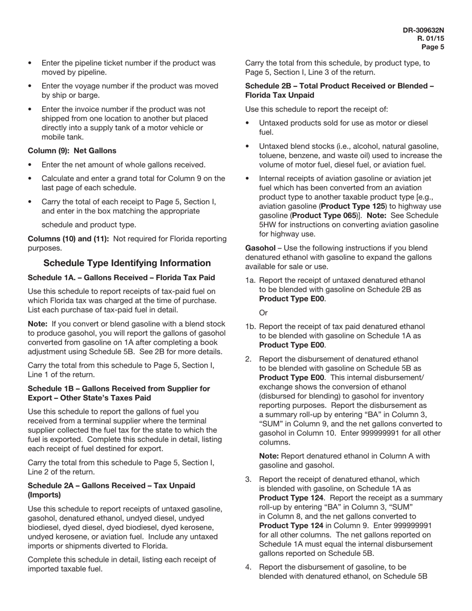 Instructions for Form DR-309632 Wholesaler / Importer Fuel Tax Return - Florida, Page 5