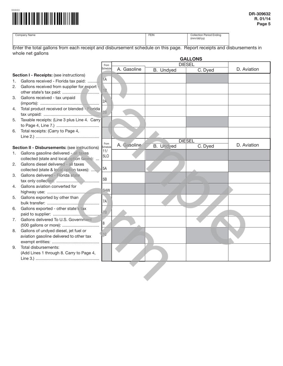 Sample Form DR-309632 Wholesaler / Importer Fuel Tax Return - Florida, Page 5