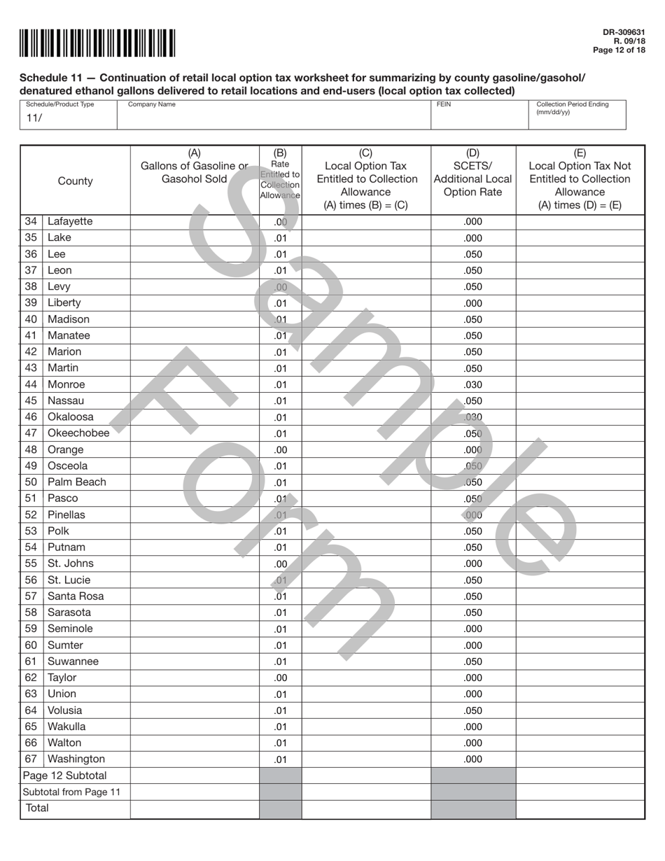 Form DR-309631 Terminal Supplier Fuel Tax Return - Florida, Page 12