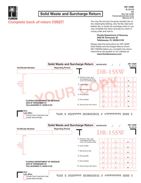 Form DR-15SW  Printable Pdf