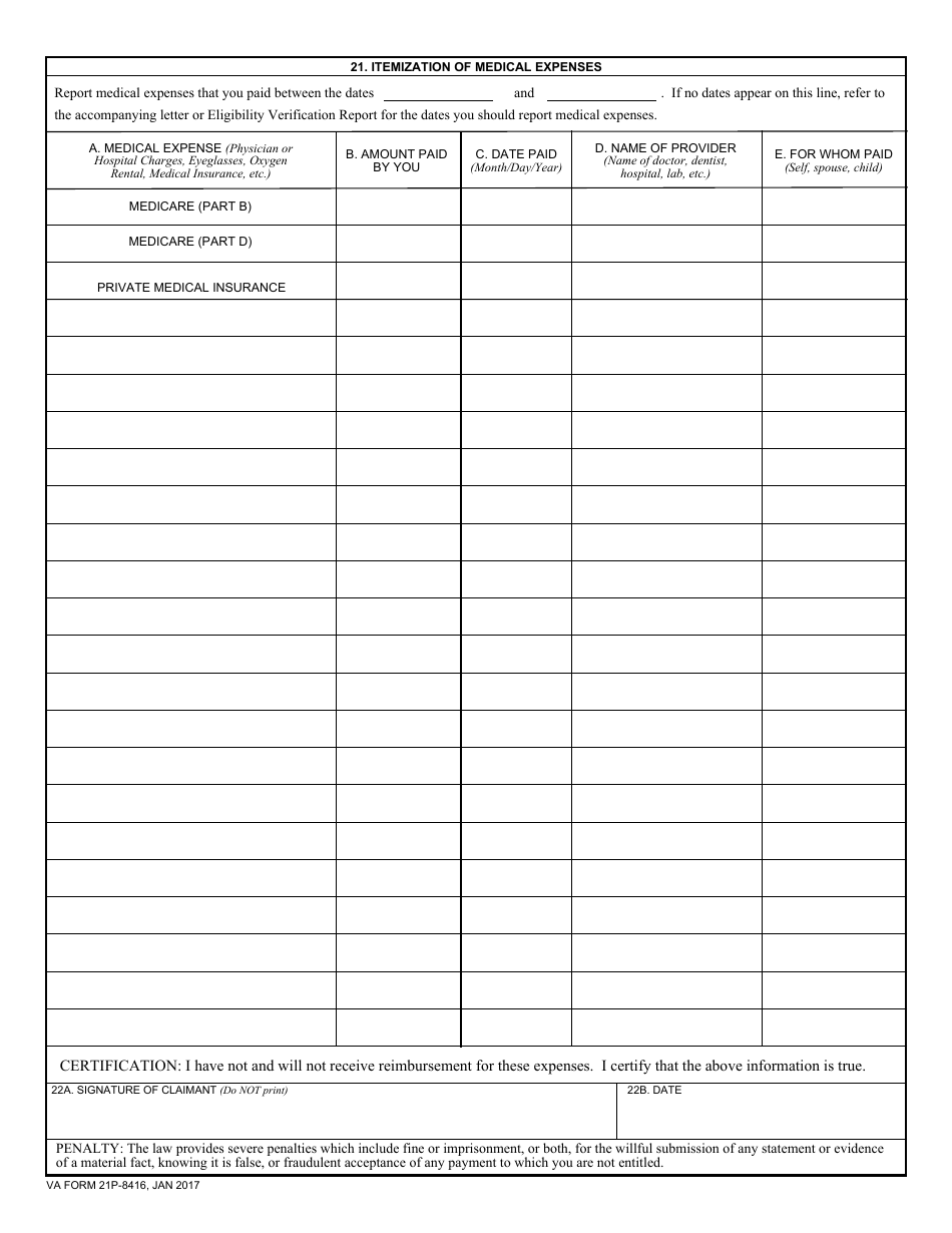Va Form 21p 8416 Fill Out Sign Online And Download Fillable Pdf Templateroller 3436