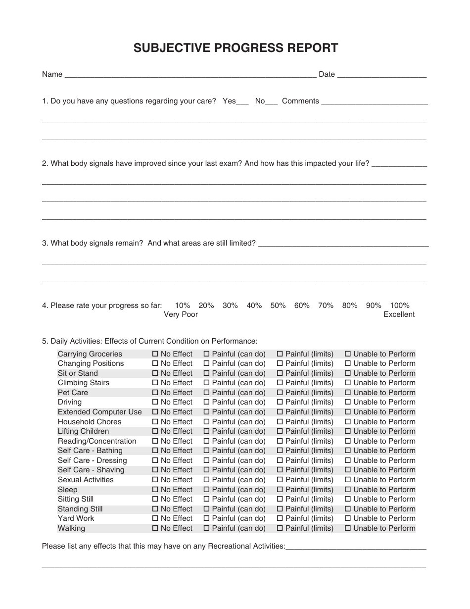 Subjective Report Example Subjective Progress Report Template - Fill Out, Sign Online and ...