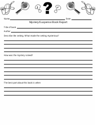 &quot;Mystery/Suspense Book Report Template&quot;