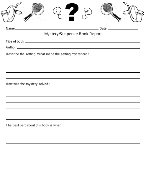 &quot;Mystery/Suspense Book Report Template&quot; Download Pdf