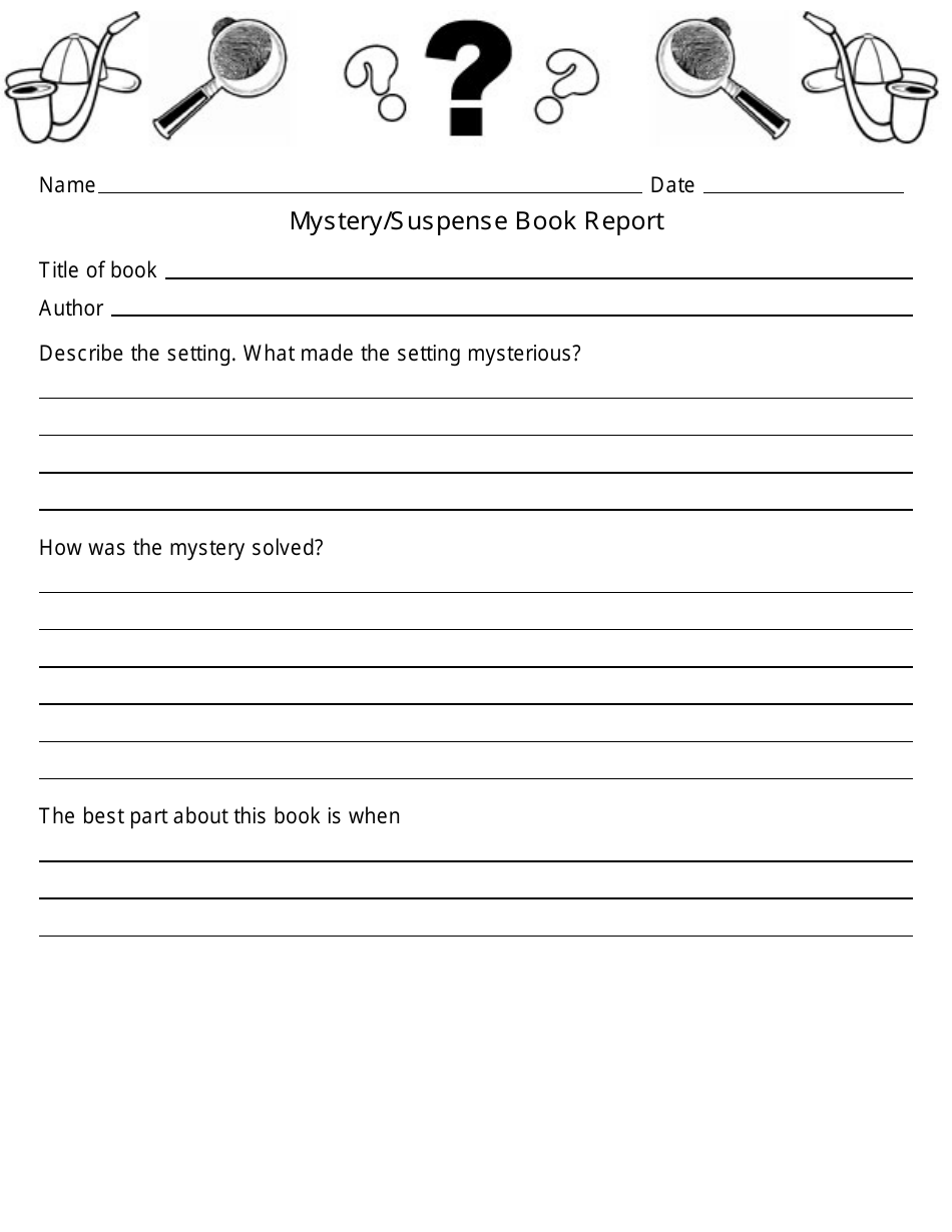 Mystery / Suspense Book Report Template, Page 1