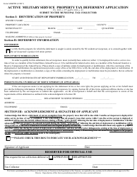 Form AMSPTD Active Military Service Property Tax Deferment Application - New Jersey