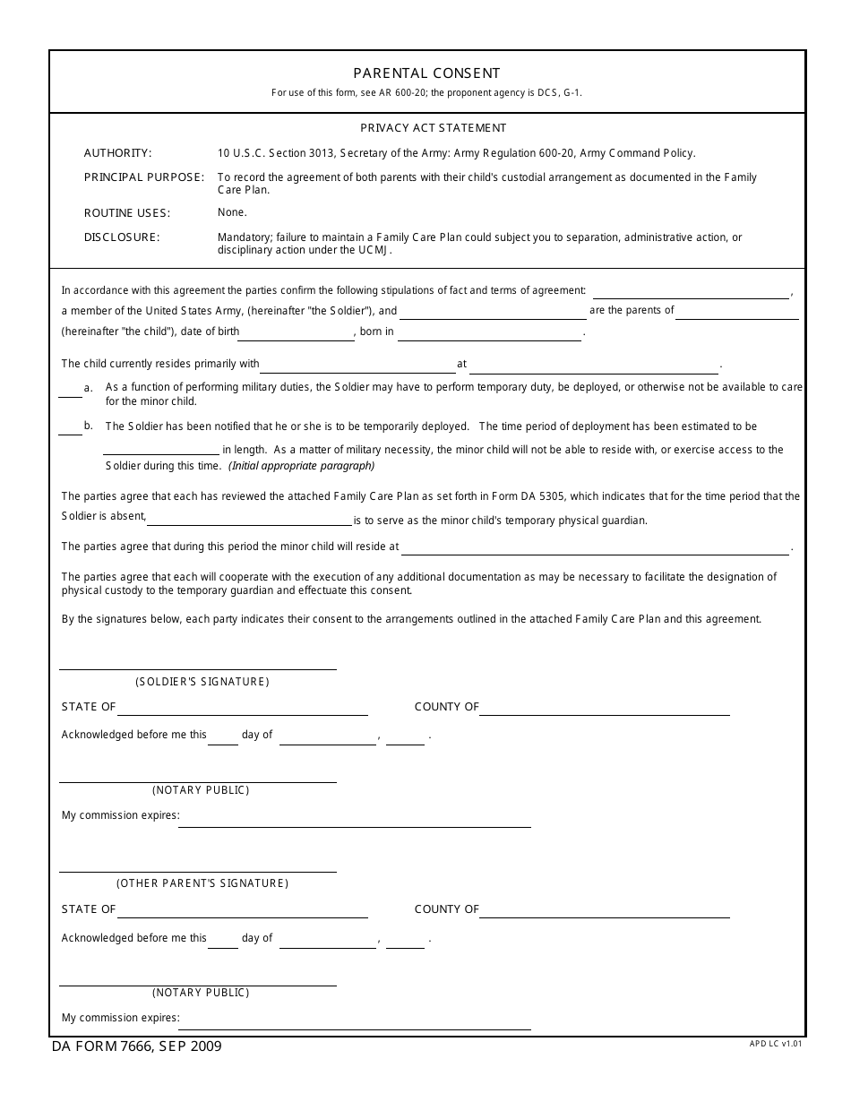 Da Form 7666 Fillable - Printable Forms Free Online