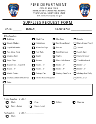 Supplies Request Form - New York City