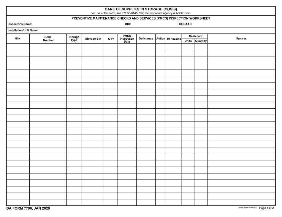 DA Form 7790 - Fill Out, Sign Online and Download Fillable PDF ...