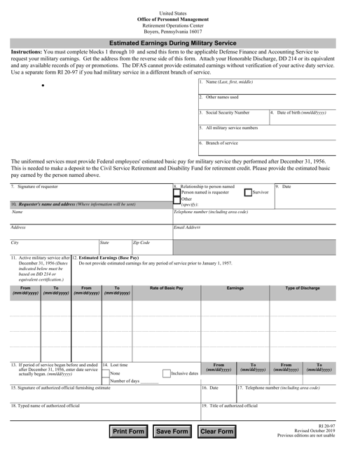 Form RI20 97 Download Fillable PDF Or Fill Online Estimated Earnings 
