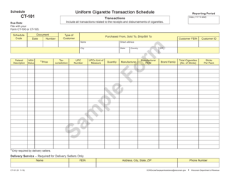 Document preview: Form CT-101 Uniform Cigarette Transaction Schedule - Wisconsin