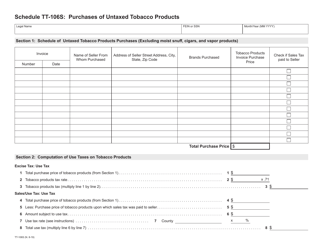 Document preview: Schedule TT-106S Purchases of Untaxed Tobacco Products - Wisconsin