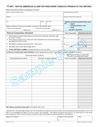 Form TT-001 Native American Claim for Wisconsin Tobacco Products Tax Refund - Wisconsin, Page 2
