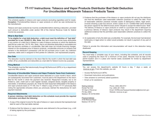Form TT-117 Tobacco and Vapor Products Distributor Bad Debt Deduction for Uncollectible Wi Tobacco Products Taxes - Wisconsin, Page 2