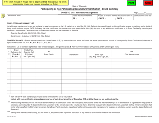 Document preview: Form CTP-122 Brand Summary List for Domestic (U.S.) Manufactured Cigarette Products - Wisconsin