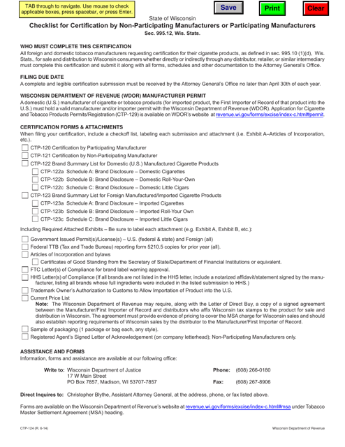 Form CTP-124  Printable Pdf