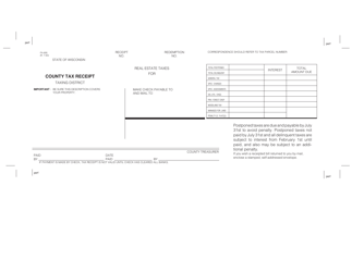 Form PA-695 County Tax Receipt - Wisconsin, Page 2