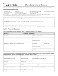 Document preview: Form A-213 Offer in Compromise for Business - Wisconsin