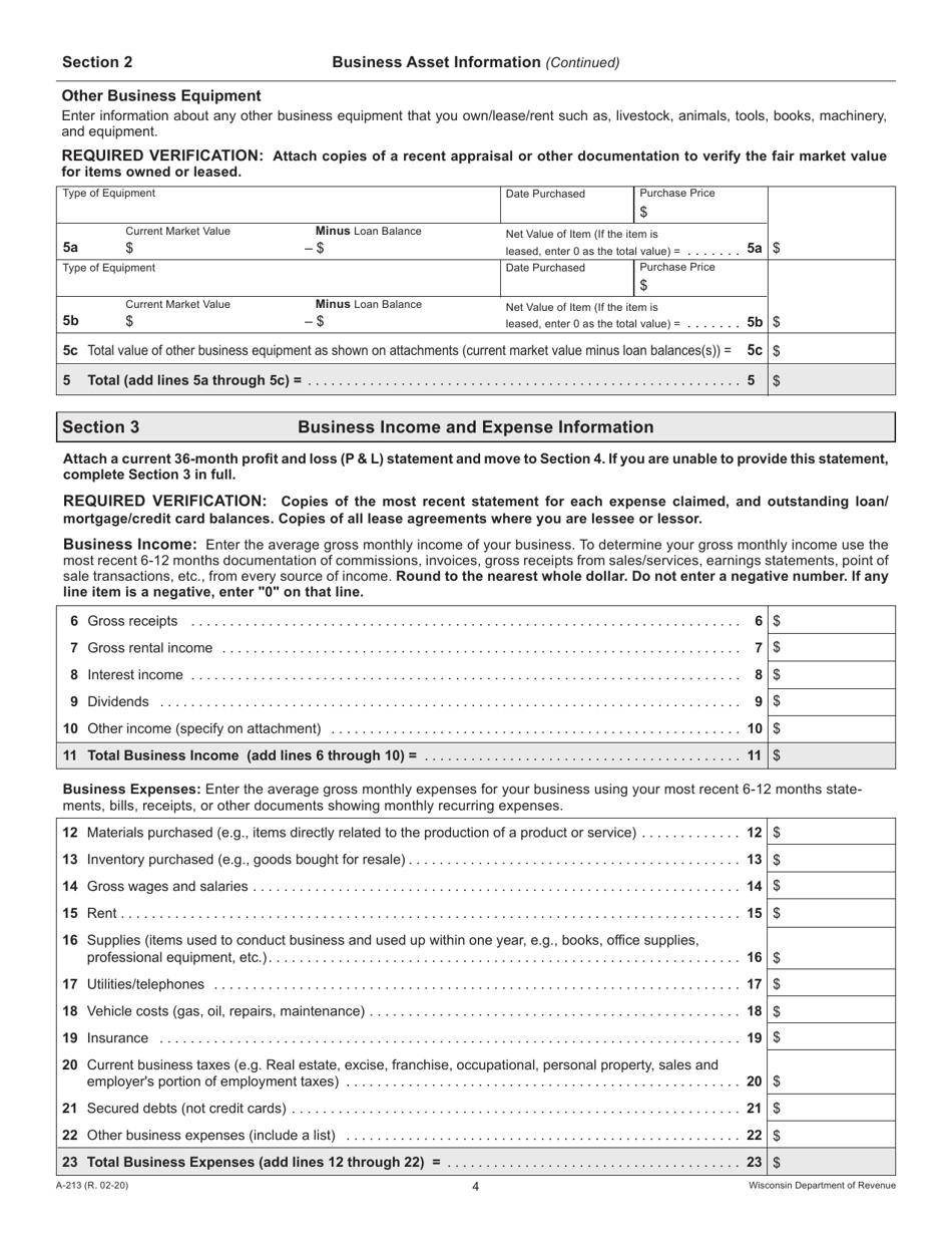Form A-213 Offer in Compromise for Business - Wisconsin, Page 4