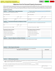 Document preview: Form PA-115B Objection Form for Personal Property Assessment - Wisconsin