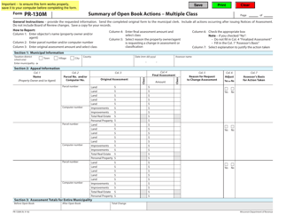 Document preview: Form PR-130M Summary of Open Book Actions - Multiple Class - Wisconsin