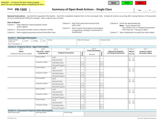 Document preview: Form PR-130S Summary of Open Book Actions - Single Class - Wisconsin