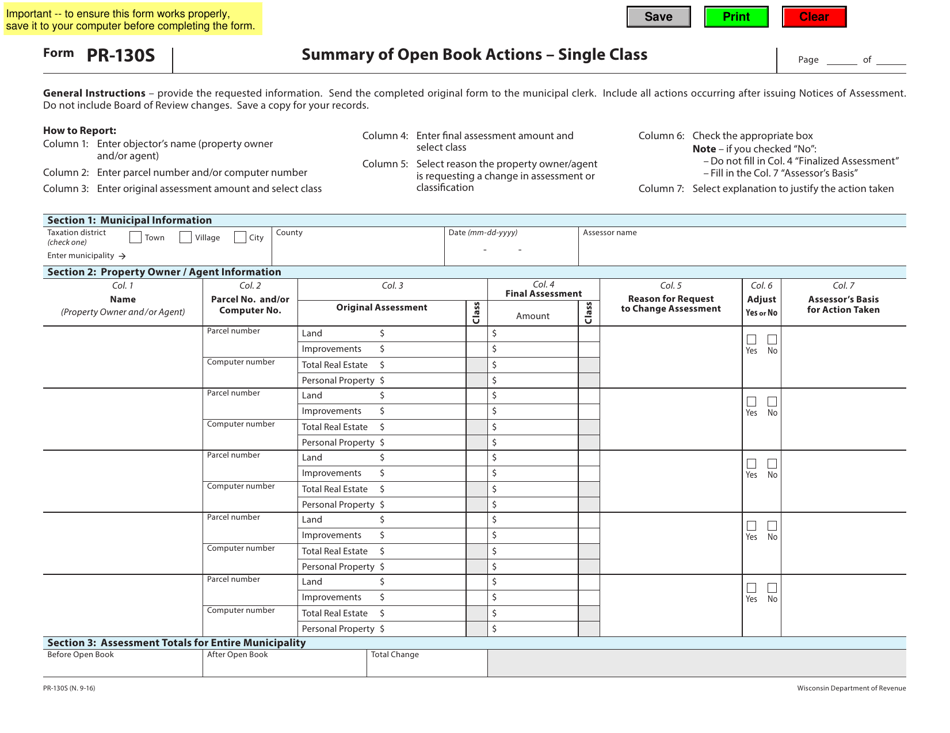 Form PR-130S - Fill Out, Sign Online and Download Fillable PDF ...