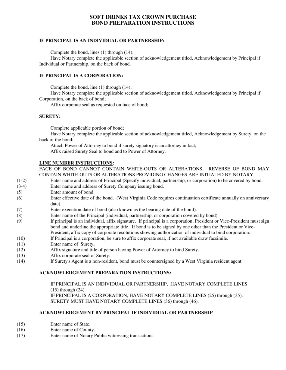 Form WV / SDR-2043 Soft Drinks Crown Purchase Bond - West Virginia, Page 3