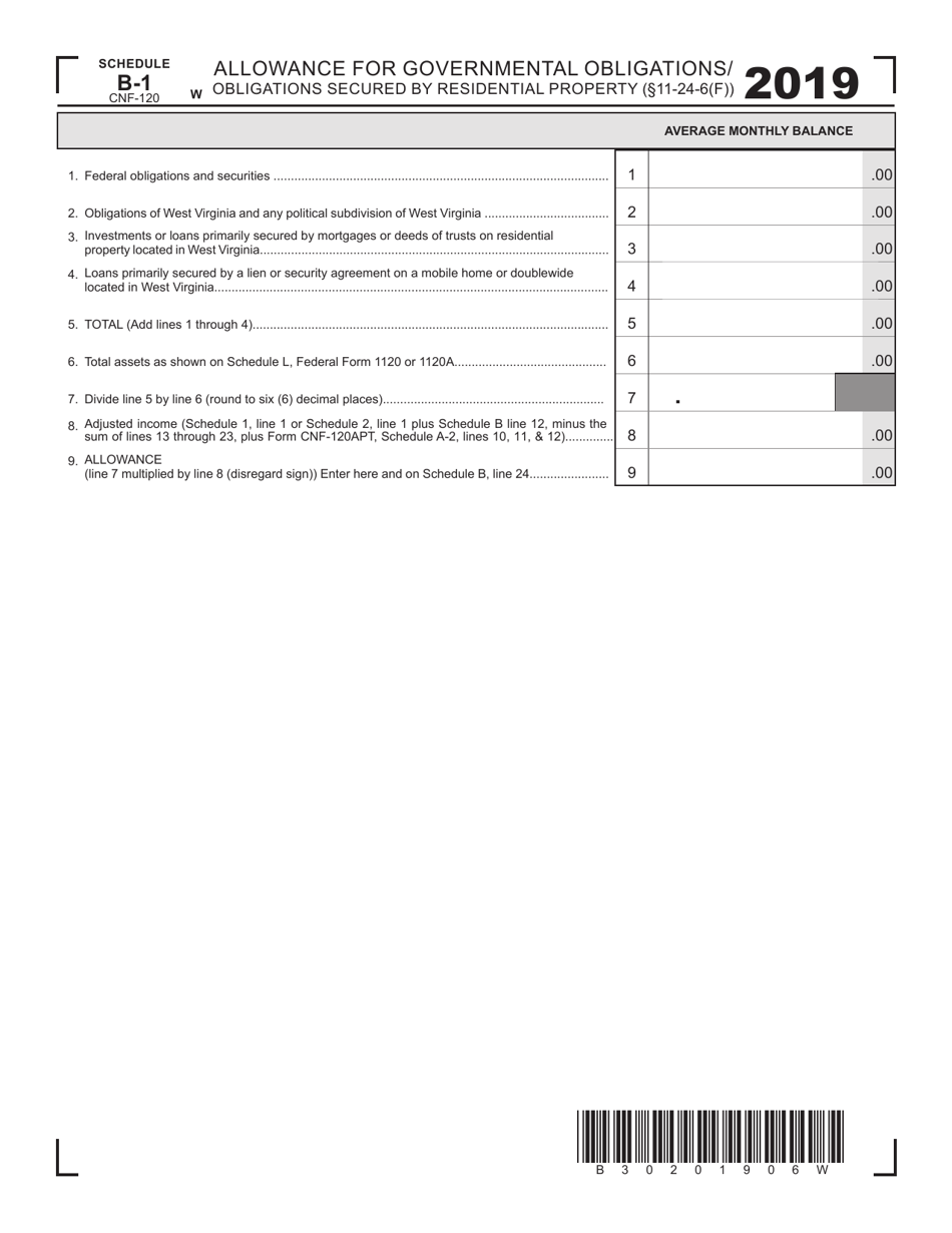 Form CNF120 Schedule B1 2019 Fill Out, Sign Online and Download