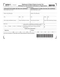 Form NRW-2 Statement of West Virginia Income Tax Withheld for Nonresident Individual or Organization - West Virginia