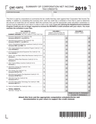 Document preview: Form CNF-120TC Summary of Corporation Net Income Tax Credits - West Virginia, 2019
