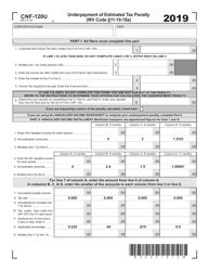 Document preview: Form CNF-120U Underpayment of Estimated Tax Penalty - West Virginia, 2019
