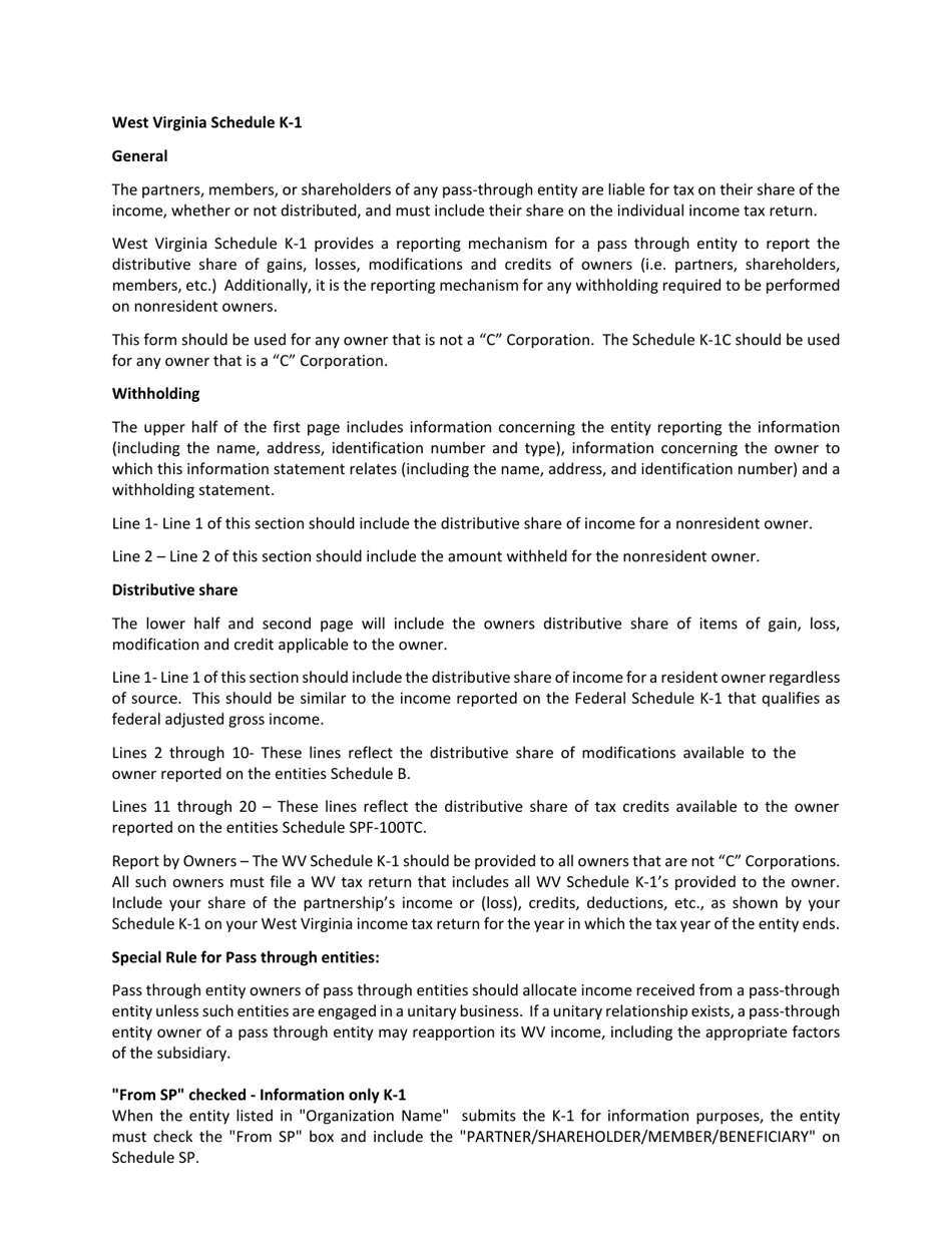 Schedule K-1 Schedule of Wv Partner / Shareholder / Member / Beneficiary Income, Loss, Modification, Credits, and Withholding - West Virginia, Page 3