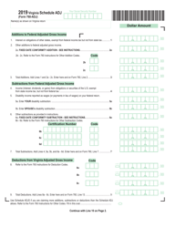 Document preview: Form 760 Schedule ADJ Virginia Schedule of Adjustments - Virginia