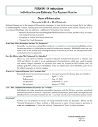 Document preview: Instructions for Form IN-114 Vermont Individual Income Estimated Tax Payment Voucher - Vermont