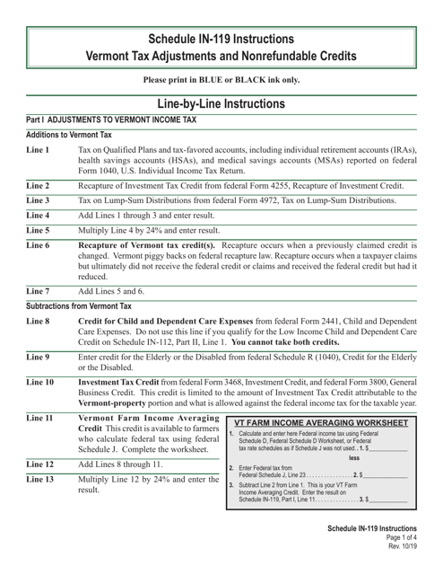 Schedule IN-119  Printable Pdf