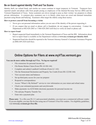 Document preview: Instructions for Form HS-122 Vermont Homestead Declaration and Property Tax Credit - Vermont, 2020