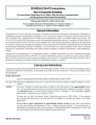 Instructions for Schedule BI-472 Vermont Non-composite - Vermont