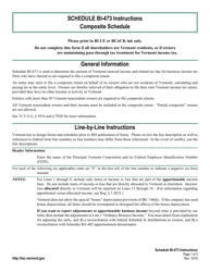 Instructions for Schedule BI-473 Vermont Composite - Vermont