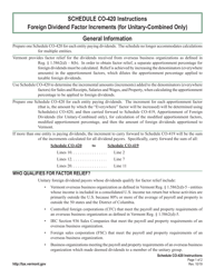 Document preview: Instructions for Schedule CO-420 Foreign Dividend Factor Increments (For Unitary-Combined Only) - Vermont