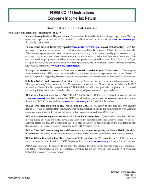 Form CO-411  Printable Pdf