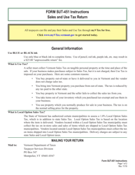 Instructions for VT Form SUT-451 Sales and Use Tax Return - Vermont