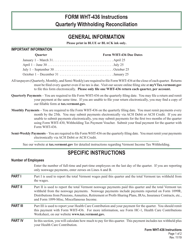 Instructions for VT Form WHT-436 Quarterly Withholding Reconciliation and Health Care Contribution - Vermont