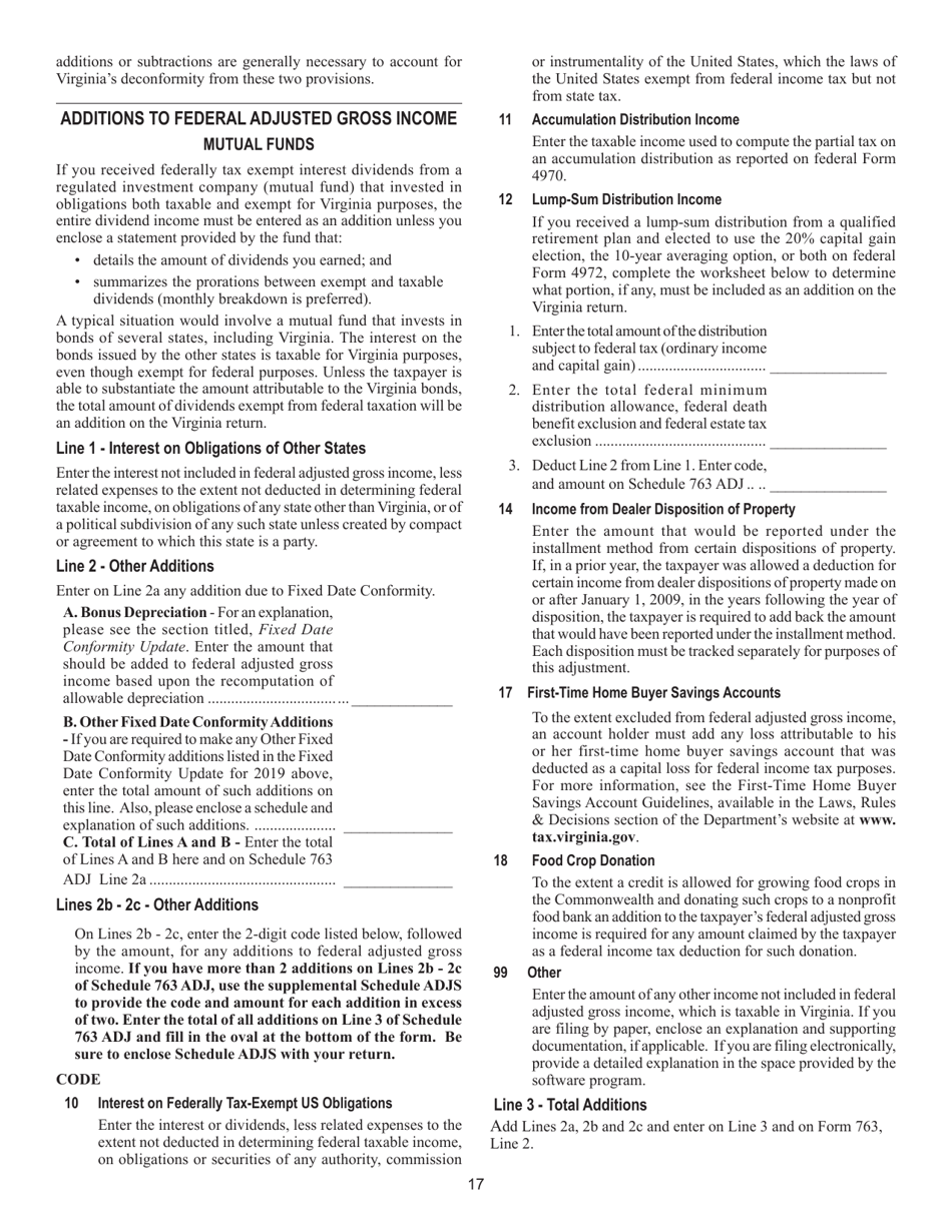 Instructions for Form 763 Nonresident Individual Income Tax Return - Virginia, Page 23