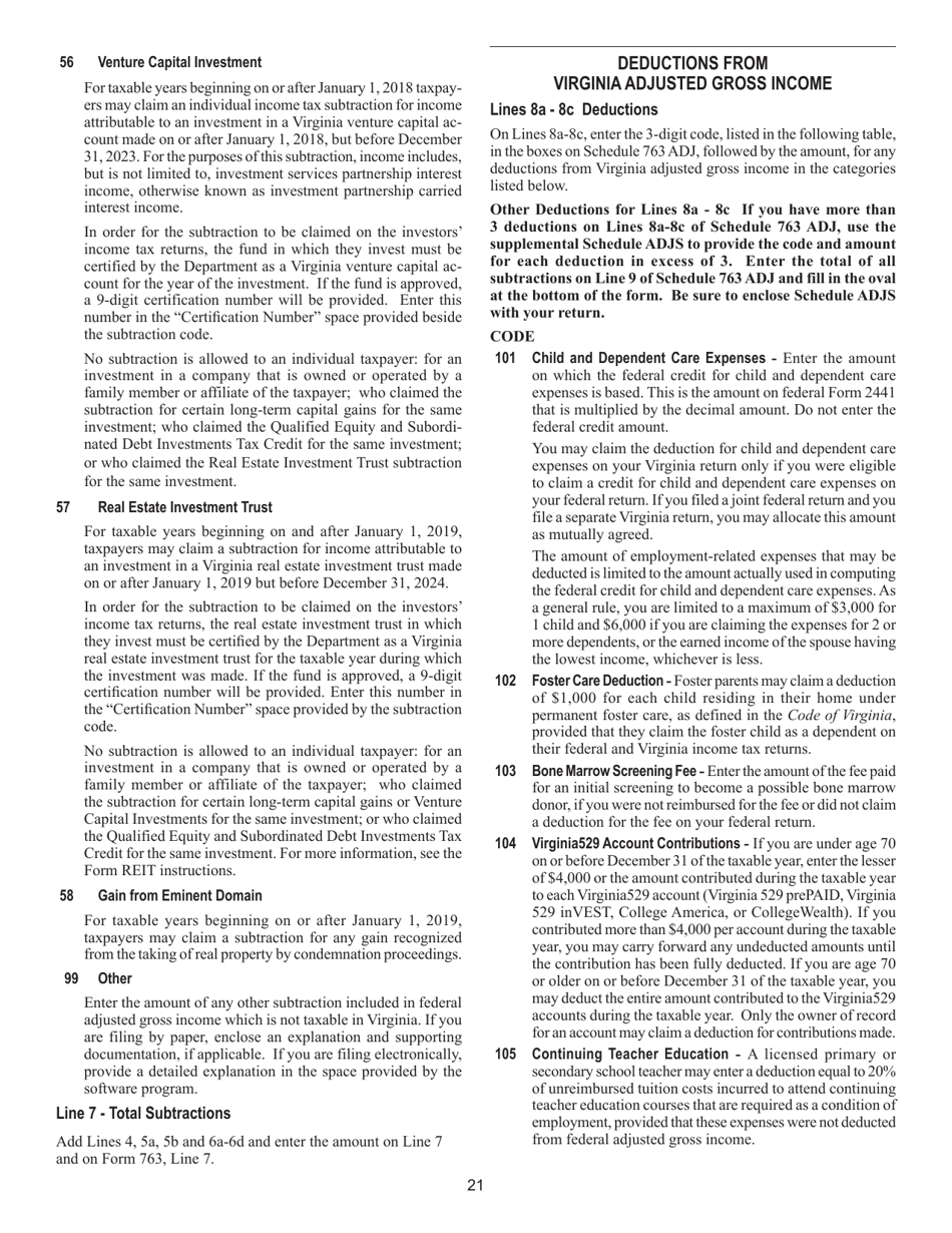 Instructions for Form 763 Nonresident Individual Income Tax Return - Virginia, Page 27