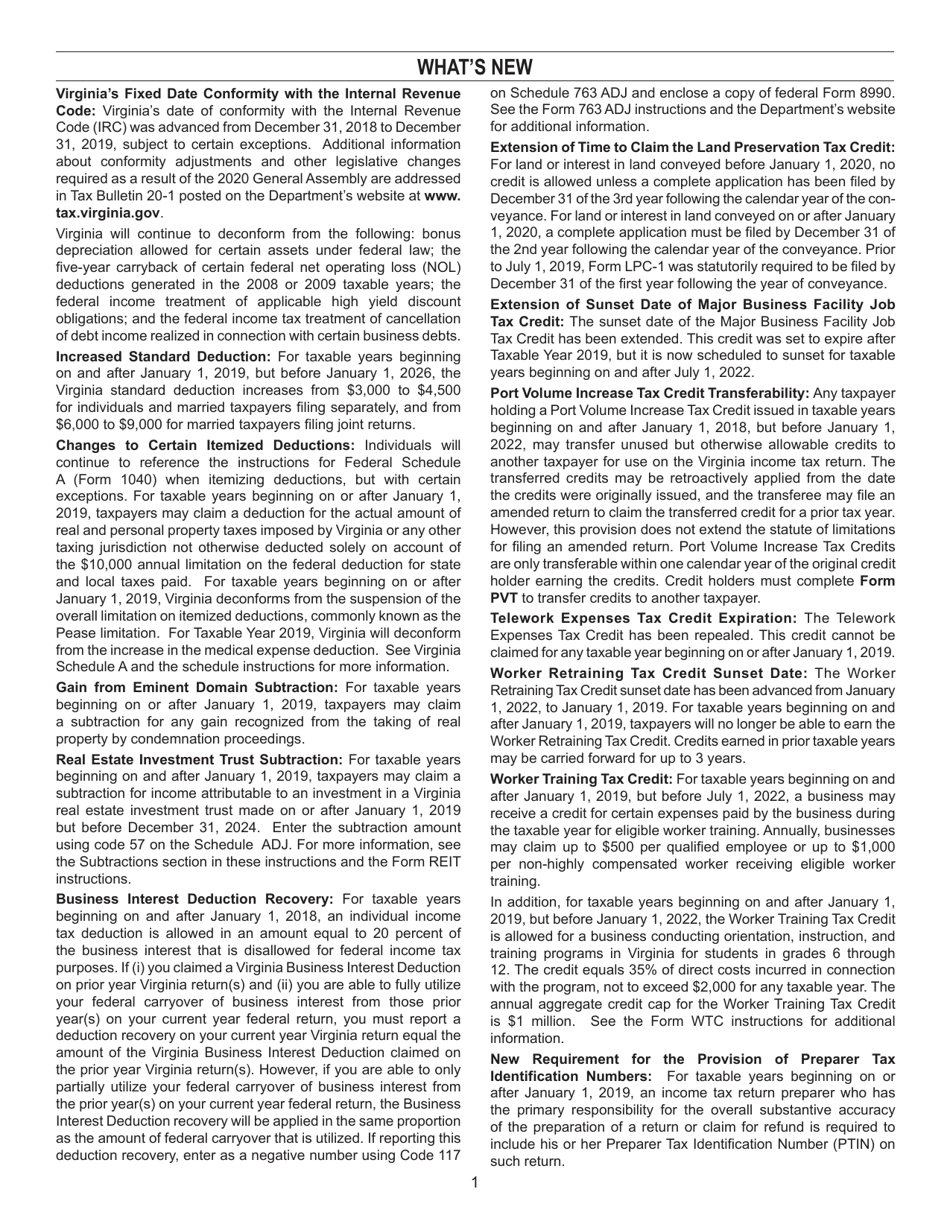 Instructions for Form 763 Nonresident Individual Income Tax Return - Virginia, Page 7