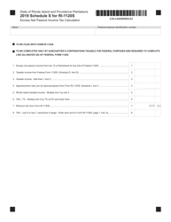 Document preview: Form RI-1120S Schedule S Excess Net Passive Income Tax Calculation - Rhode Island