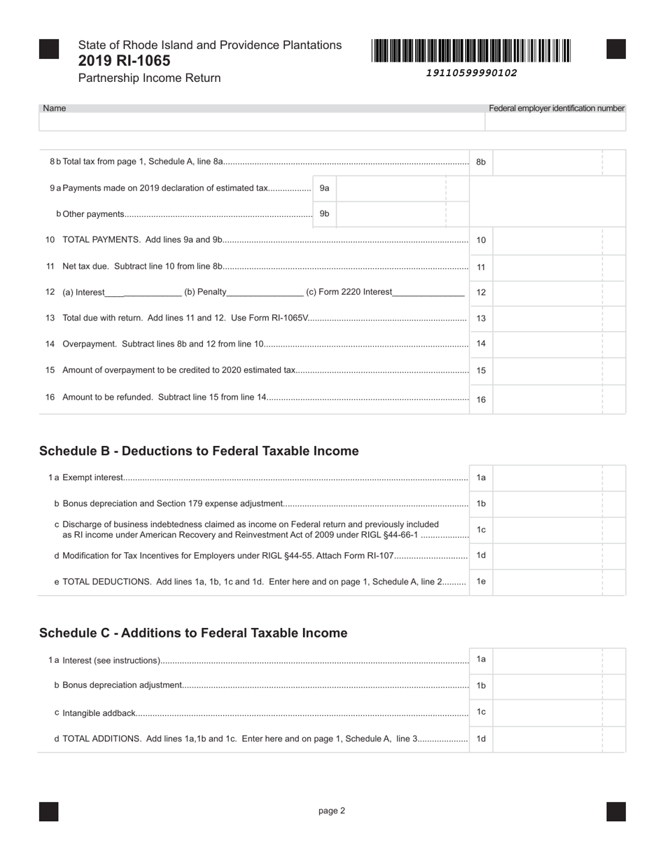 Form RI-1065 Partnership Income Return - Rhode Island, Page 2